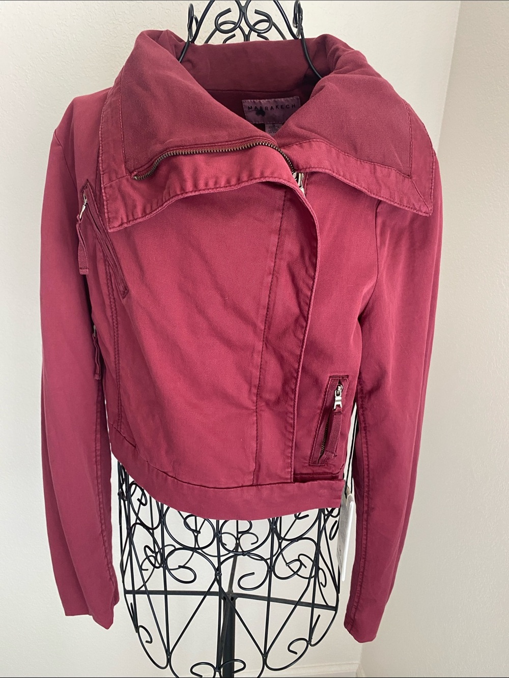 Anthropologie Marrakech Wine Red Cropped Jacket